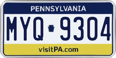 PA license plate MYQ9304