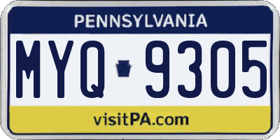 PA license plate MYQ9305