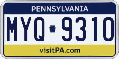 PA license plate MYQ9310
