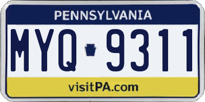 PA license plate MYQ9311