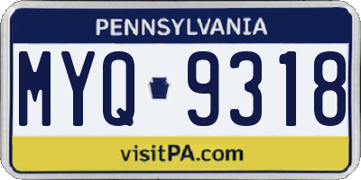 PA license plate MYQ9318