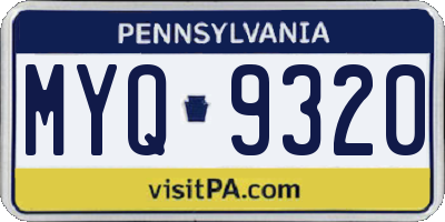 PA license plate MYQ9320