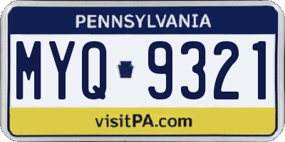 PA license plate MYQ9321