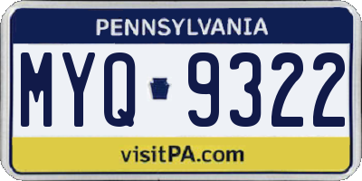 PA license plate MYQ9322