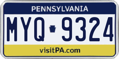 PA license plate MYQ9324