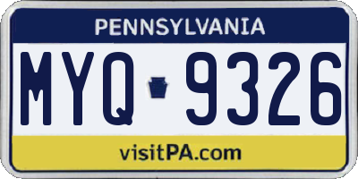 PA license plate MYQ9326