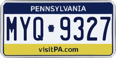 PA license plate MYQ9327