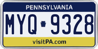 PA license plate MYQ9328