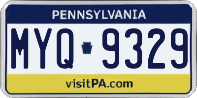 PA license plate MYQ9329