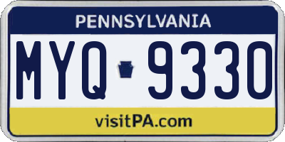 PA license plate MYQ9330