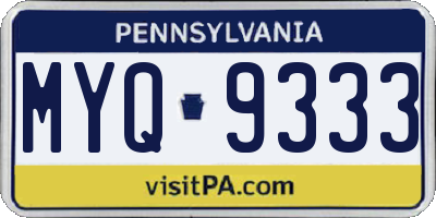 PA license plate MYQ9333