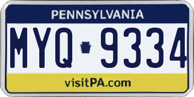 PA license plate MYQ9334