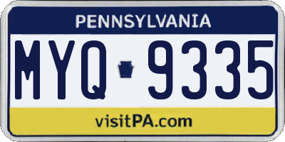 PA license plate MYQ9335