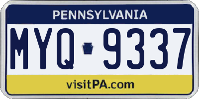 PA license plate MYQ9337