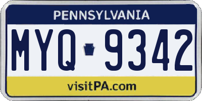 PA license plate MYQ9342