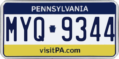 PA license plate MYQ9344