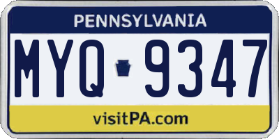 PA license plate MYQ9347