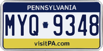 PA license plate MYQ9348