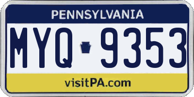 PA license plate MYQ9353
