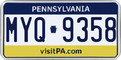 PA license plate MYQ9358