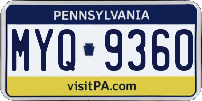 PA license plate MYQ9360