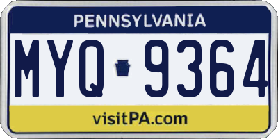 PA license plate MYQ9364