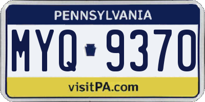 PA license plate MYQ9370