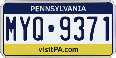 PA license plate MYQ9371