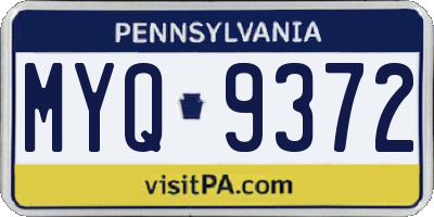 PA license plate MYQ9372