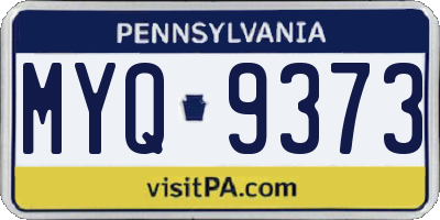 PA license plate MYQ9373