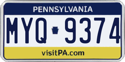PA license plate MYQ9374