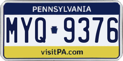 PA license plate MYQ9376