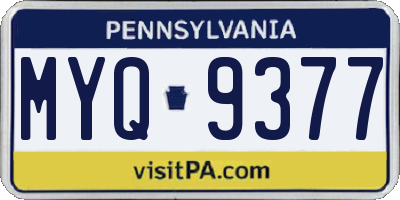 PA license plate MYQ9377