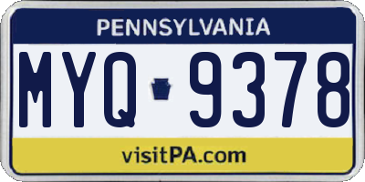 PA license plate MYQ9378