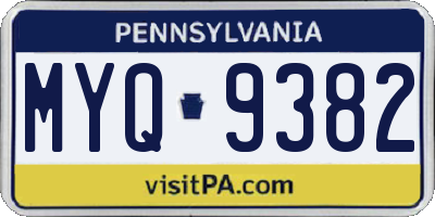 PA license plate MYQ9382