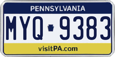 PA license plate MYQ9383
