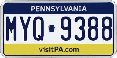 PA license plate MYQ9388