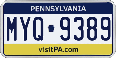 PA license plate MYQ9389