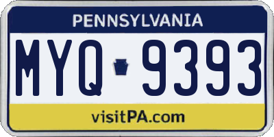 PA license plate MYQ9393