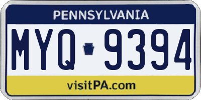 PA license plate MYQ9394