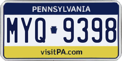PA license plate MYQ9398