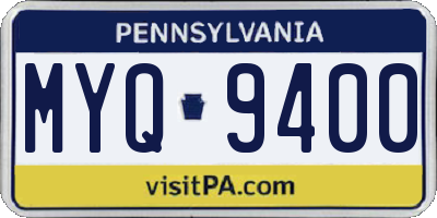 PA license plate MYQ9400