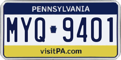 PA license plate MYQ9401