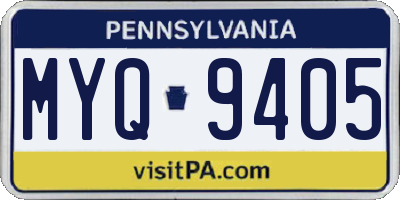 PA license plate MYQ9405