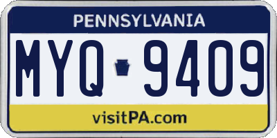 PA license plate MYQ9409