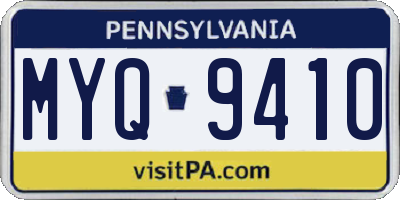 PA license plate MYQ9410