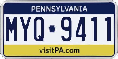 PA license plate MYQ9411