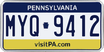 PA license plate MYQ9412
