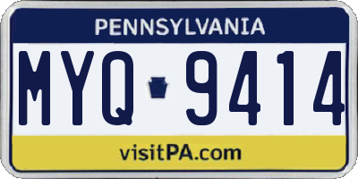 PA license plate MYQ9414