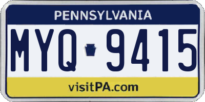 PA license plate MYQ9415